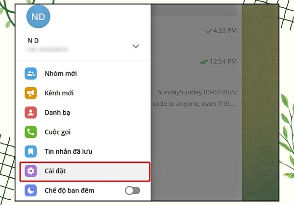 Hướng dẫn cách tắt trạng thái hoạt động trên Telegram với máy tính bước 2