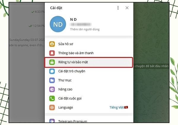 Hướng dẫn cách tắt trạng thái hoạt động trên Telegram với máy tính bước 3