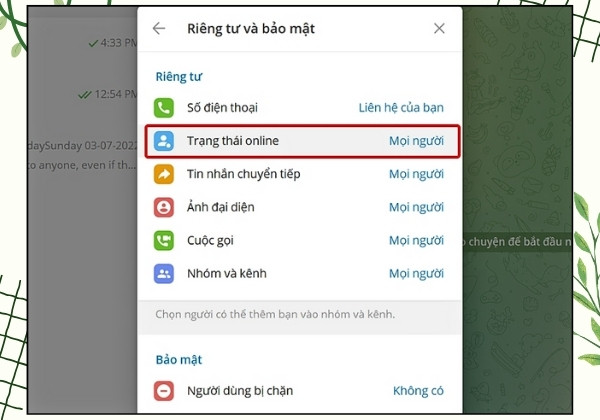 Hướng dẫn cách tắt trạng thái hoạt động trên Telegram với máy tính bước 4