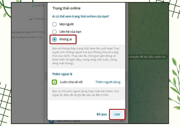 Hướng dẫn cách tắt trạng thái hoạt động trên Telegram với máy tính bước 5