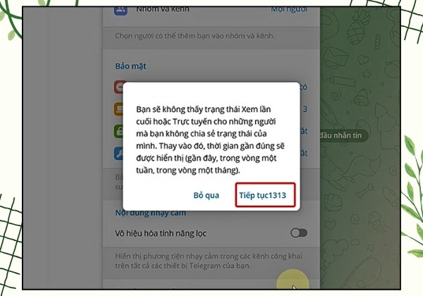 Hướng dẫn cách tắt trạng thái hoạt động trên Telegram với máy tính bước 6