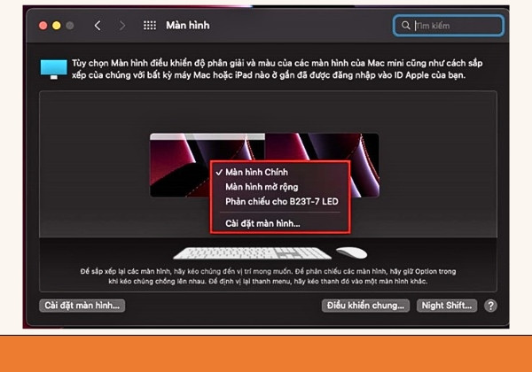 Hướng dẫn cài đặt hiển thị sau khi kết nối Mac với màn hình ngoài-3