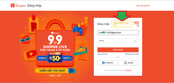 Đăng nhập Shopee Web bằng mã QR Đăng nhập Shopee Web bằng mã QR