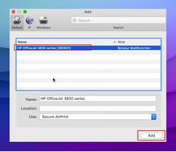 Kết nối Macbook với máy in qua wifi B8