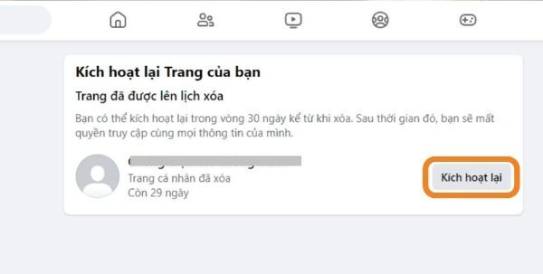 Khôi phục Fanpage