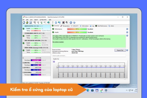 Kiểm tra ổ cứng của laptop cũ&nbsp;