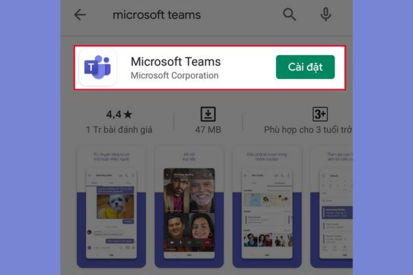 Microsoft Teams download trên điện thoại bước 1 Microsoft Teams download trên điện thoại bước 1