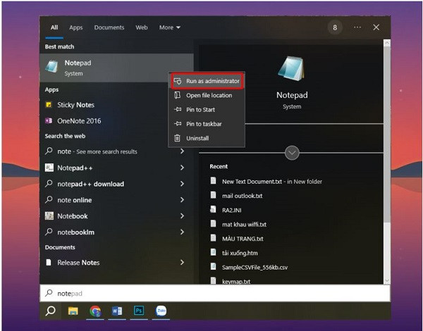 Cách mở file host với quyền quản trị viên Cách mở file host với quyền quản trị viên