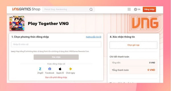 Nạp game Play Together VNG trên trang web của nhà phát hành B1 Nạp game Play Together VNG trên trang web của nhà phát hành B1