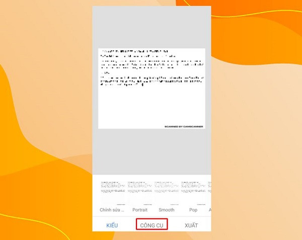 Nhấn vào tab Công cụ