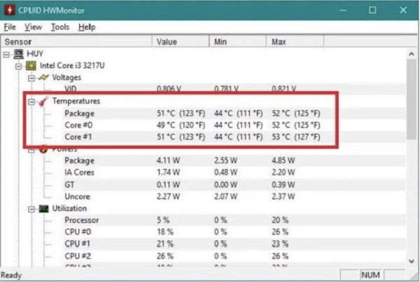 Phần mềm HWMonitor 