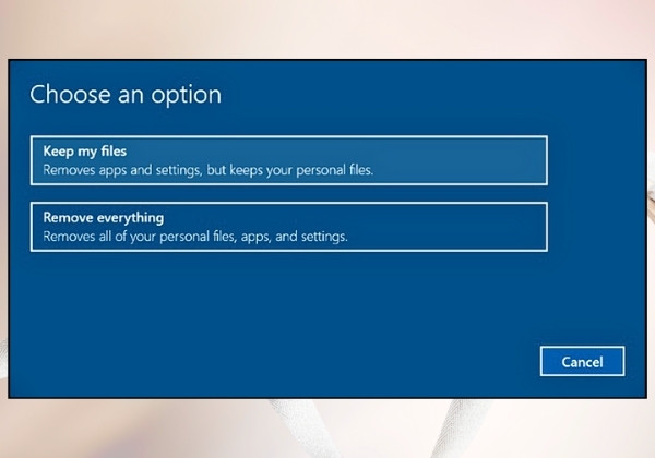 Reset máy tính window 10 bằng cách xóa hết mọi thứ bước 3