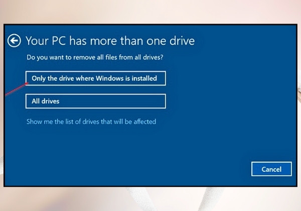 Reset máy tính window 10 bằng cách xóa hết mọi thứ bước 4
