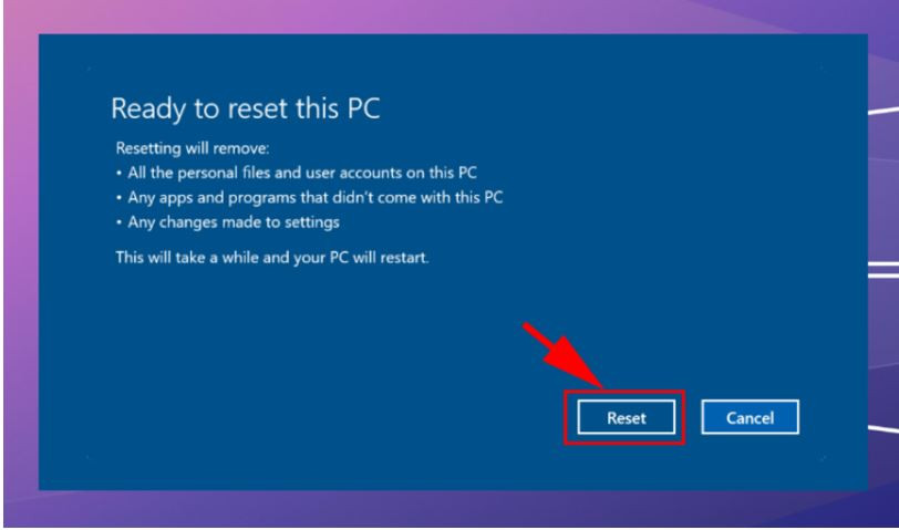 Reset Windows 10 xóa toàn bộ dữ liệu B6