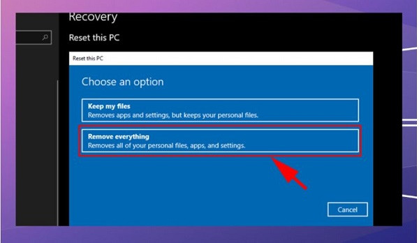 Reset Windows 10 xóa toàn bộ dữ liệu