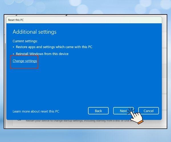Sử dụng tính năng Reset PC bước 6 Sử dụng tính năng Reset PC bước 6
