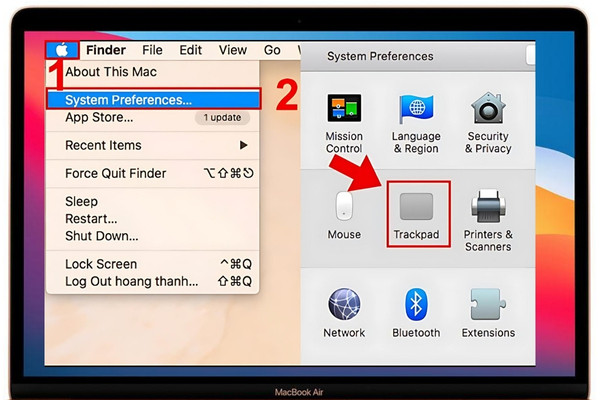 Sử dụng Trackpad click chuột phải trên MacBook B2
