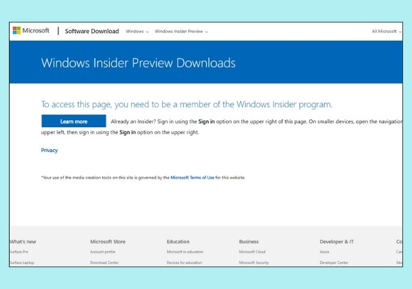 Tải ISO phiên bản Insider Preview của Windows 11 bước 1 Tải ISO phiên bản Insider Preview của Windows 11 bước 1