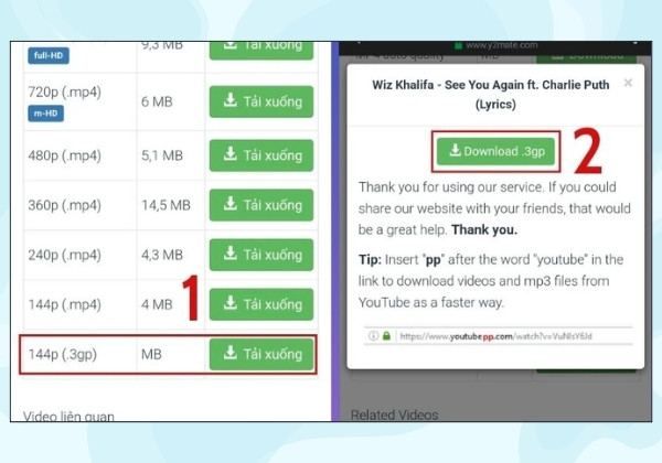 Tải nhạc từ YouTube về Zing MP3 qua Website Y2mate bước 4