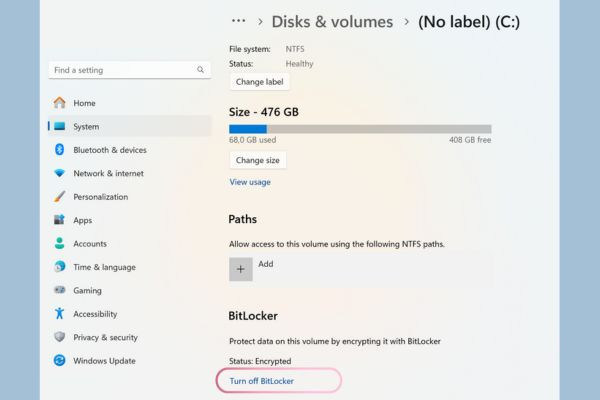 Tắt BitLocker Win 11 bằng Cài đặt bước 4 Tắt BitLocker Win 11 bằng Cài đặt bước 4