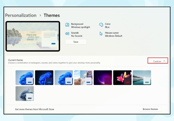 Thay đổi hình nền bằng cách chọn Theme mới trên Windows 11 b2
