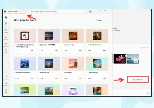Thay đổi hình nền bằng cách chọn Theme mới trên Windows 11 B3