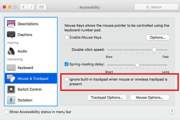 Trình cài đặt liên quan Trackpad hoàn toàn không phản hồi