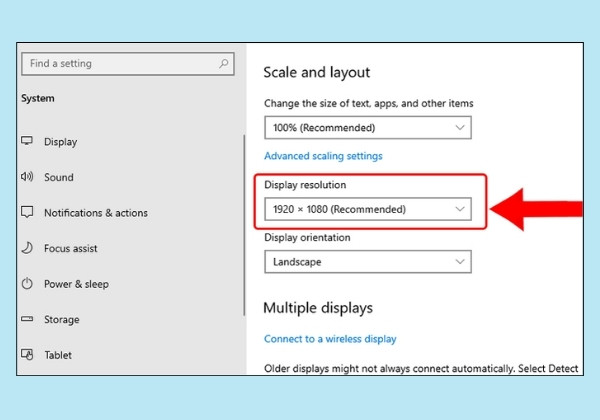 Xác minh độ phân giải thông qua Display settings bước 2