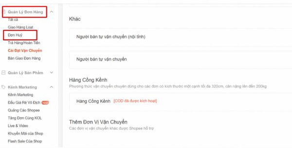 Hướng dẫn người bán xem lý do hủy đơn của người mua 1