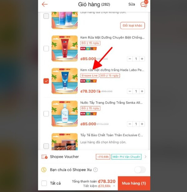 Sử dụng Voucher Shopee Live