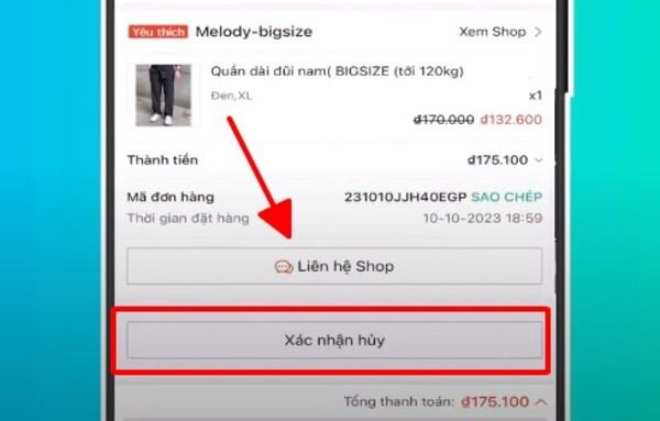 Cách hủy đơn hàng trên Shopee khi ở trạng thái chờ xác nhận thành công 4