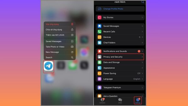 Hướng dẫn cách ẩn số điện thoại trên Telegram bước 1