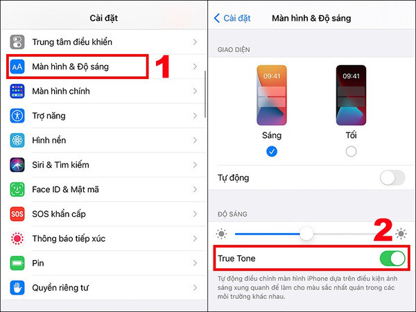 Cách bật/ tắt True Tone trên iPhone 1