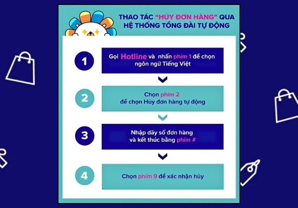 Cách hủy đơn hàng Lazada qua hotline Tổng đài