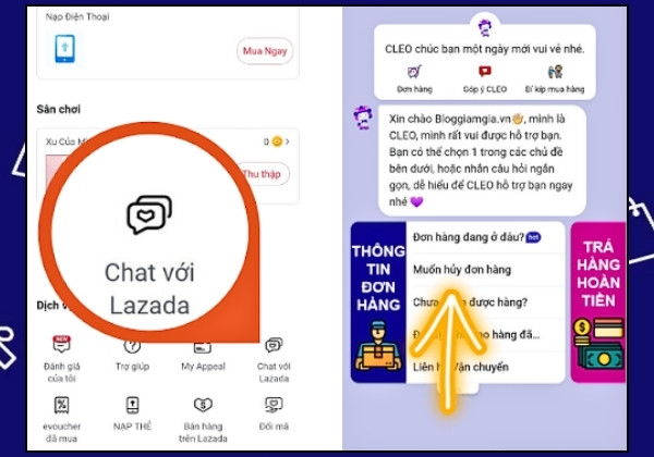Cách hủy đơn Lazada trên mục Chat với ứng dụng Lazada B1