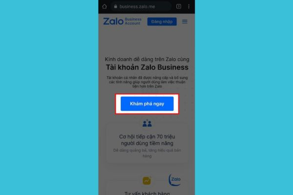 Cách tạo Zalo Business trên điện thoại bước 2 Cách tạo Zalo Business trên điện thoại bước 2