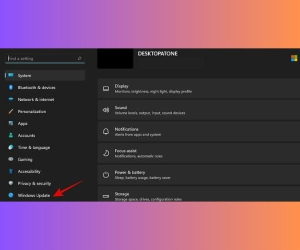 Cách xóa file update win 11 bằng Settings bước 1