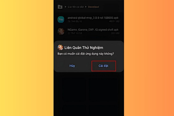 Đối với hệ điều hành Android bước 2