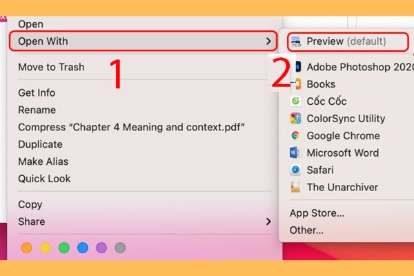 Ghép file PDF bằng Preview macOS bước 1