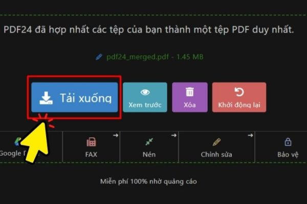 Ghép file PDF miễn phí  với công cụ PDF24 Tools bước 4