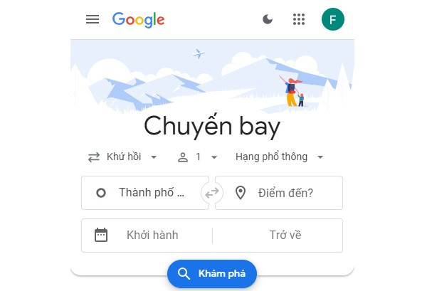 Tìm kiếm chuyến bay trên Google Flights