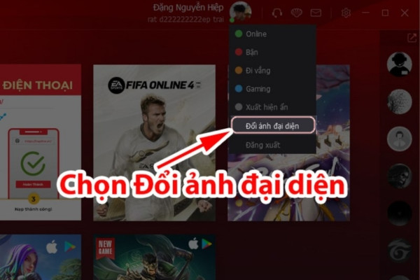 Hướng dẫn cách đổi avatar trên ứng dụng Garena bước 2