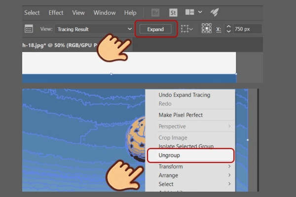 Hướng dẫn cách tách nền trong AI đơn giản với  Adobe Illustrator bước 4