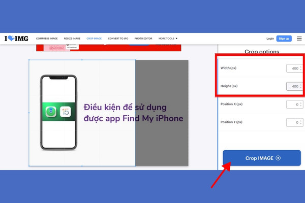 Các bước cắt ảnh 4x6 online bằng IloveIMG b3