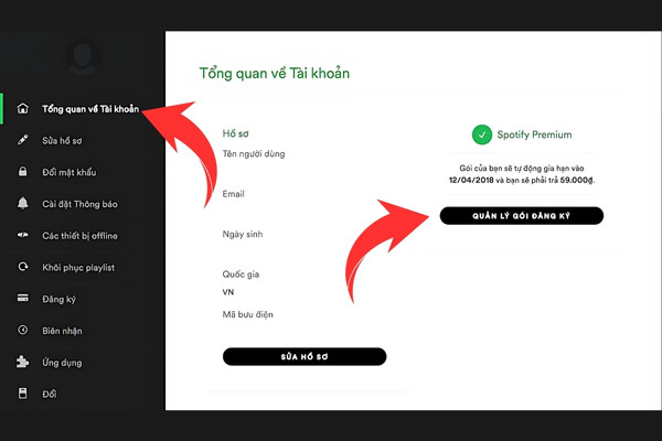Huỷ Spotify Premium trên máy tính bước 3