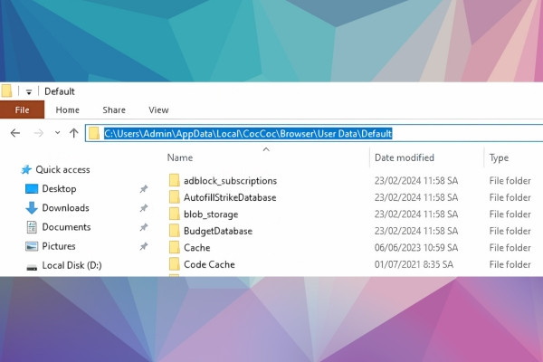 Khôi phục Bookmark trong file Default bước 2