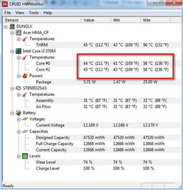 Kiểm tra nhiệt độ CPU bằng phần mềm chuyên dụng - HWMonitor