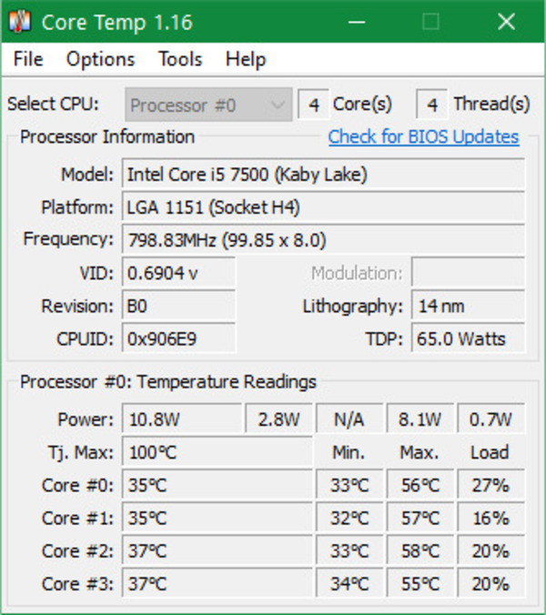 Kiểm tra nhiệt độ CPU bằng phần mềm chuyên dụng - Core Temp