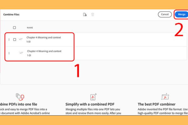 Sử dụng Adobe Merge PDF ghép file bước 2