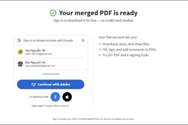 Sử dụng Adobe Merge PDF ghép file bước 4